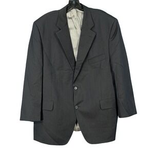 JACK VICTOR Super 100'S Black/Navy STRIPED Sport Coat BLAZER Jacket 46/Short